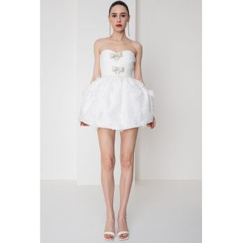 Rochie scurta cu broderie si margele
