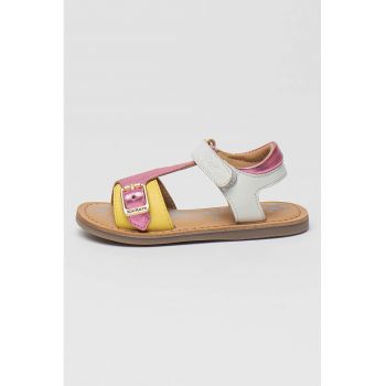 Sandale din piele cu aspect stralucitor