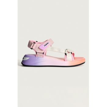 Sandale wedge cu garnituri din piele ecologica