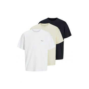 Set de tricouri din bumbac cu decolteu la baza gatului - 3 piese