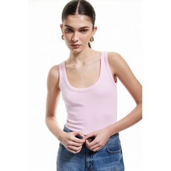 Top-body din amestec de bumbac cu decolteu drapat