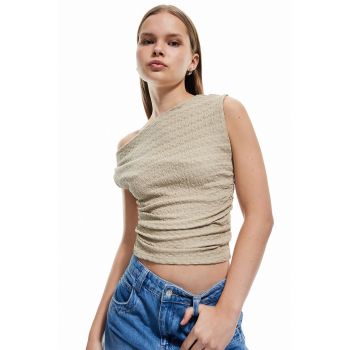 Top crop cu aspect texturat