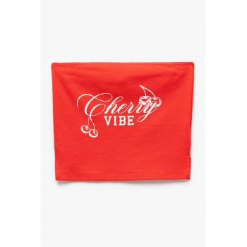 Top crop cu imprimeu text Bandeau
