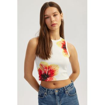 Top crop cu model floral