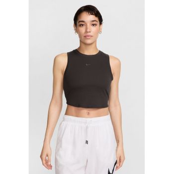 Top crop din amestec de lyocell cu detaliu logo