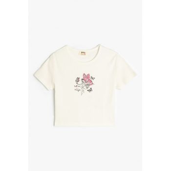 Tricou crop cu imprimeu grafic