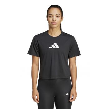 Tricou crop cu logo pentru fitness