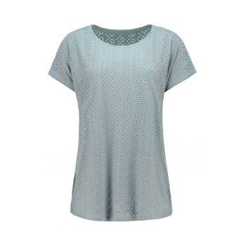 Tricou cu decolteu rotund si broderie