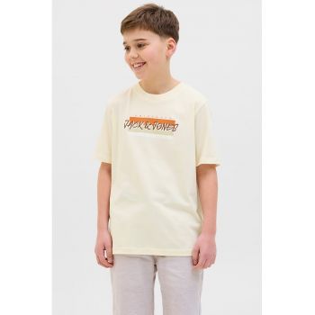 Tricou cu imprimeu logo si maneci cazute