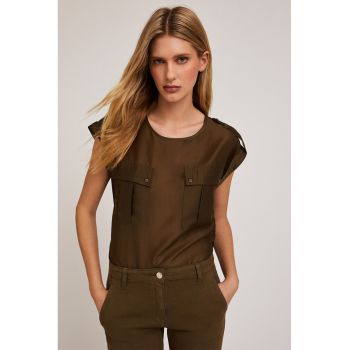 Tricou din amestec de lyocell cu buzunare frontale