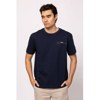 Tricou din bumbac cu decolteu la baza gatului