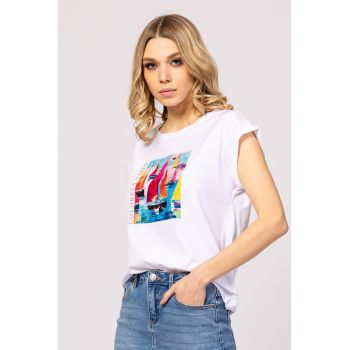 Tricou lejer din amestec de modal cu imprimeu Mona