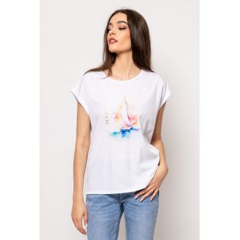 Tricou lejer din amestec de modal cu imprimeu Mona