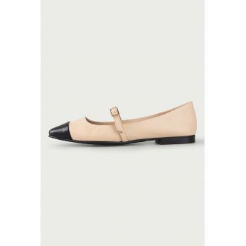 Balerini din piele cu aplicatie cap-toe