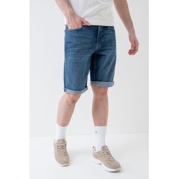 Bermude din denim cu aspect decolorat