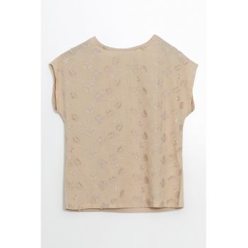 Bluza cu maneci scurte si detalii florale