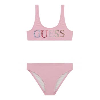 Costum de baie cu doua piese si logo din strasuri