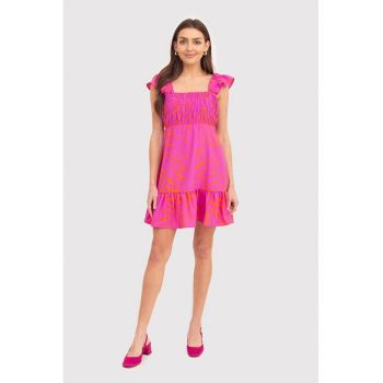 Mini rochie cu volane in roz DA1721