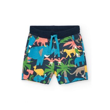 Pantaloni scurti de bumbac cu imprimeu si snur