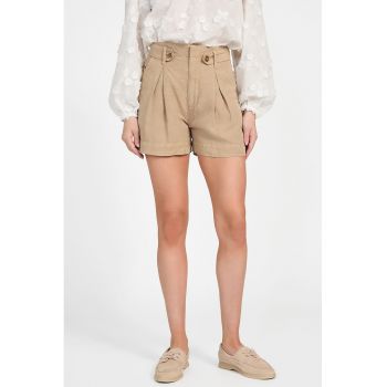 Pantaloni scurti din amestec de lyocell si in - cu talie inalta