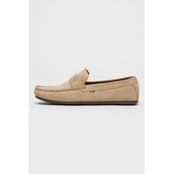 Pantofi loafer de piele intoarsa cu varf rotund