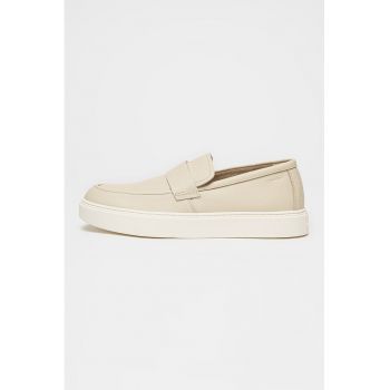 Pantofi loafer din piele cu varf rotund