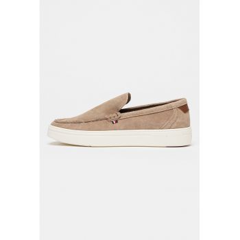 Pantofi loafer din piele intoarsa cu varf rotund
