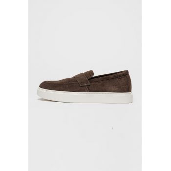 Pantofi loafer din piele intoarsa cu varf rotund