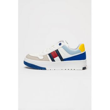 Pantofi sport din piele ecologica cu model colorblock