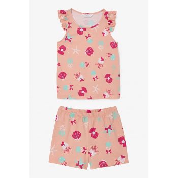 Pijama din bumbac cu imprimeu