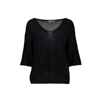 Pulover cu decolteu en-coeur si maneci 3/4