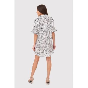 Rochie camasa alba si neagra cu volane DA1743 BLACK/WHITE