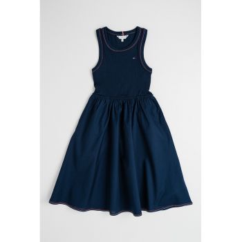 Rochie midi cu croiala in A si logo discret