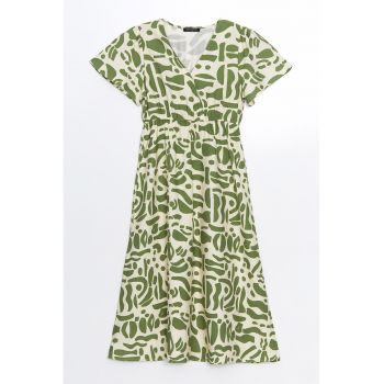 Rochie midi cu model si decolteu in V