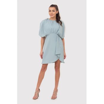 Rochie mini cu maneci drapate DA1654 DUCKEGG - Albastru