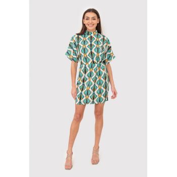 Rochie mini cu maneci scurte si imprimeu colorat DA1758 MULTI