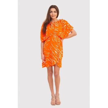 Rochie mini portocalie cu maneci scurte DA1724 BLOOD ORANGE