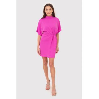 Rochie mini roz drapata in talie DA1782 HOT PINK