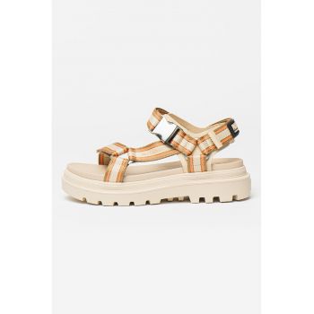 Sandale flatform din material textil