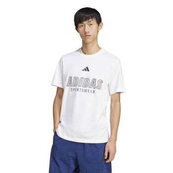 Tricou cu imprimeu logo si decolteu la baza gatului