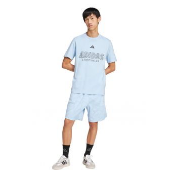Tricou cu imprimeu logo si decolteu la baza gatului
