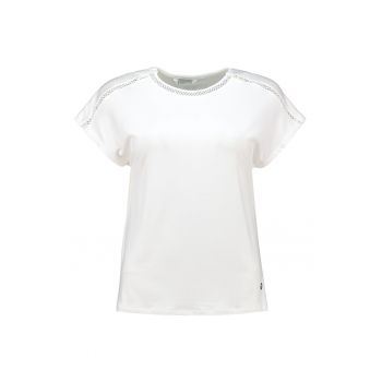 Tricou cu insertii de plasa - Alb murdar -