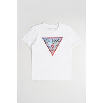 Tricou cu logo si decolteu la baza gatului