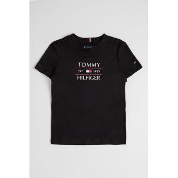 Tricou de bumbac cu decolteu la baza gatului