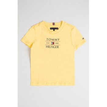 Tricou de bumbac cu decolteu la baza gatului