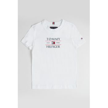 Tricou de bumbac cu decolteu la baza gatului