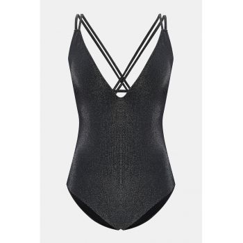 Costum de baie cu model uni si decolteu in V