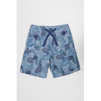 Pantaloni scurti cu imprimeu floral si buzunare laterale