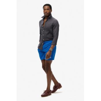 Pantaloni scurti de baie cu model uni si talie ajustabila