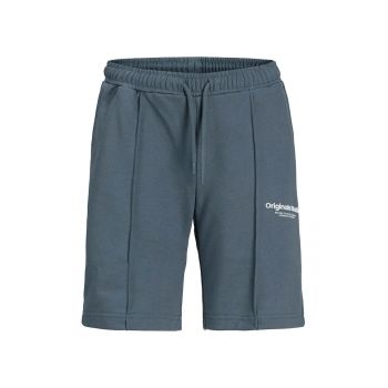 Pantaloni scurti din amestec de bumbac cu snur in talie - Negru